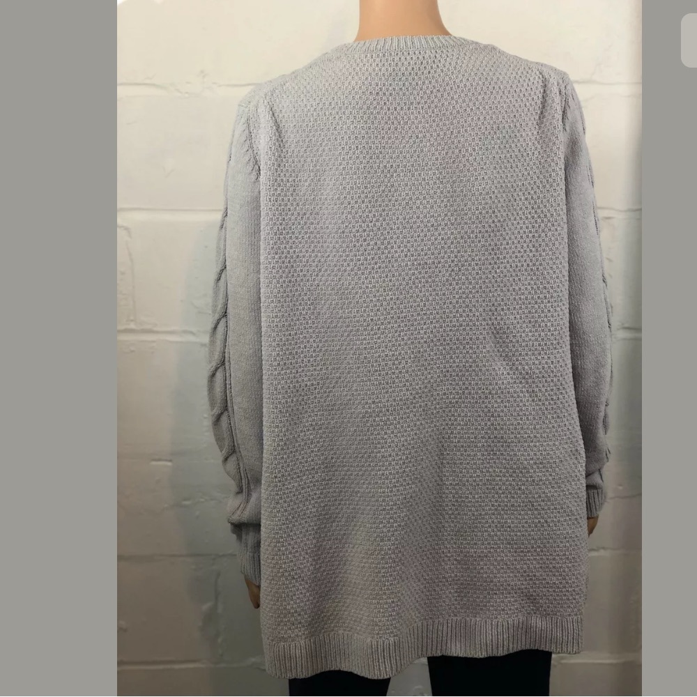 J Jill Chenille Sweater Gray Cable Knit Long Sleev - Picture 4 of 7